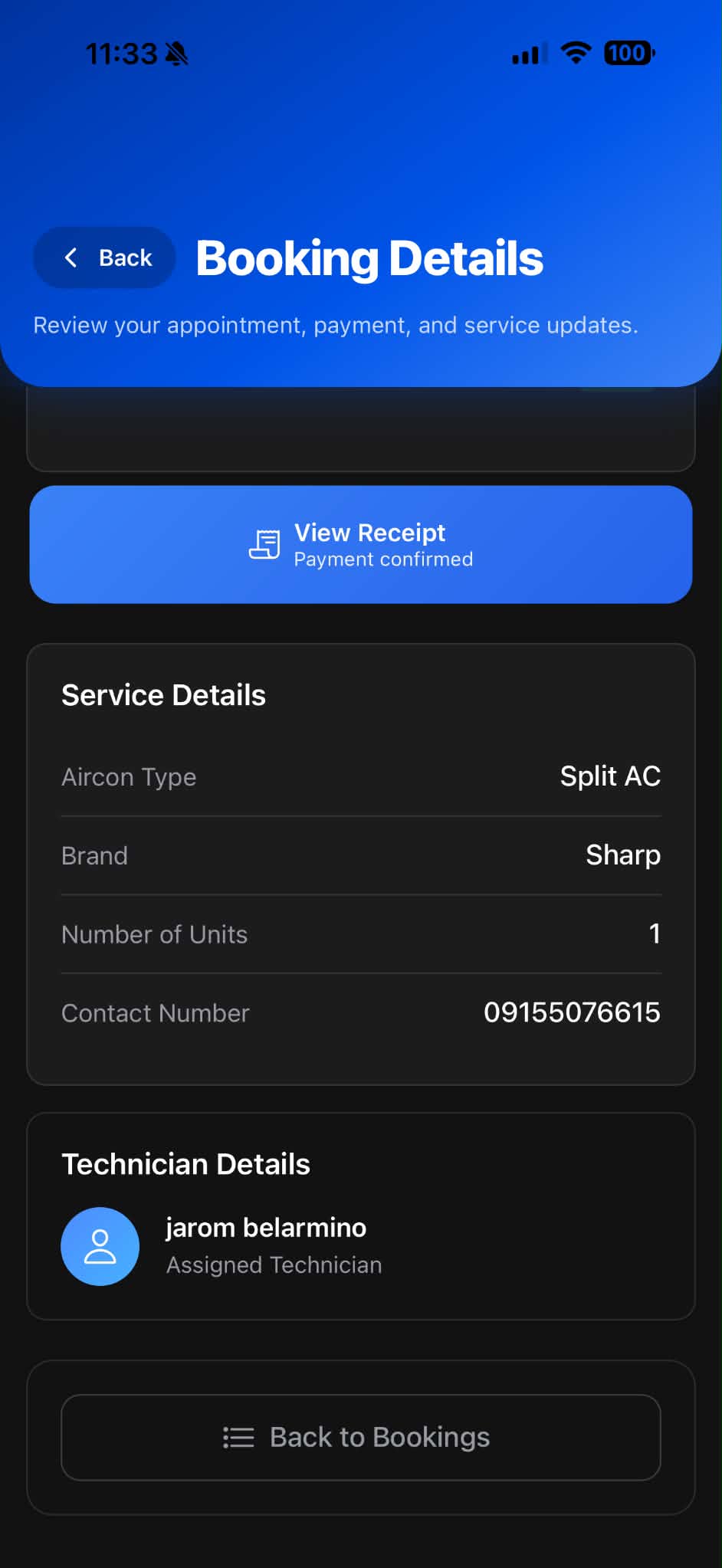 Happy Aircon booking details part 3