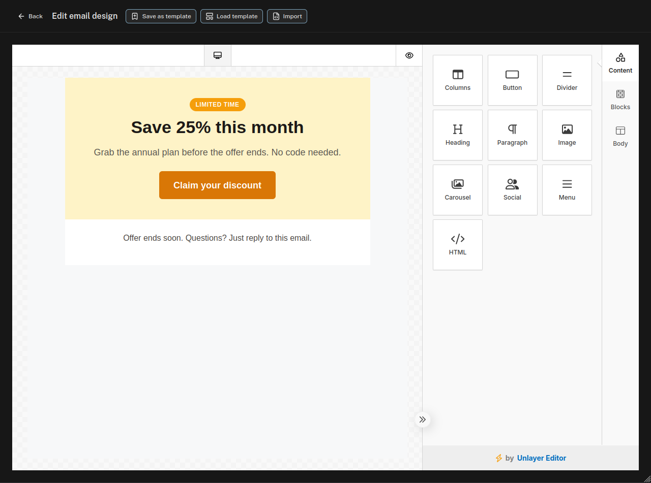 Esti-Go Marketing CMS email template builder